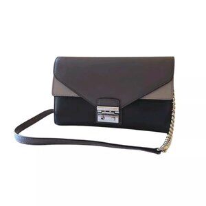 Michael Kors Sloan Tri Colored Leather Chain Large Envelope Wallet Crossbody